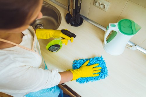 Cleaner managing waste responsibly during a service