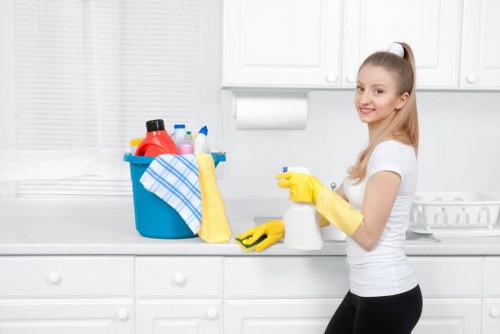 Local cleaners working in a Balham apartment building